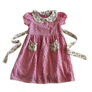 A.T.U.N. Pink Eyelet and Floral Girls Dress Size 6-7 Years